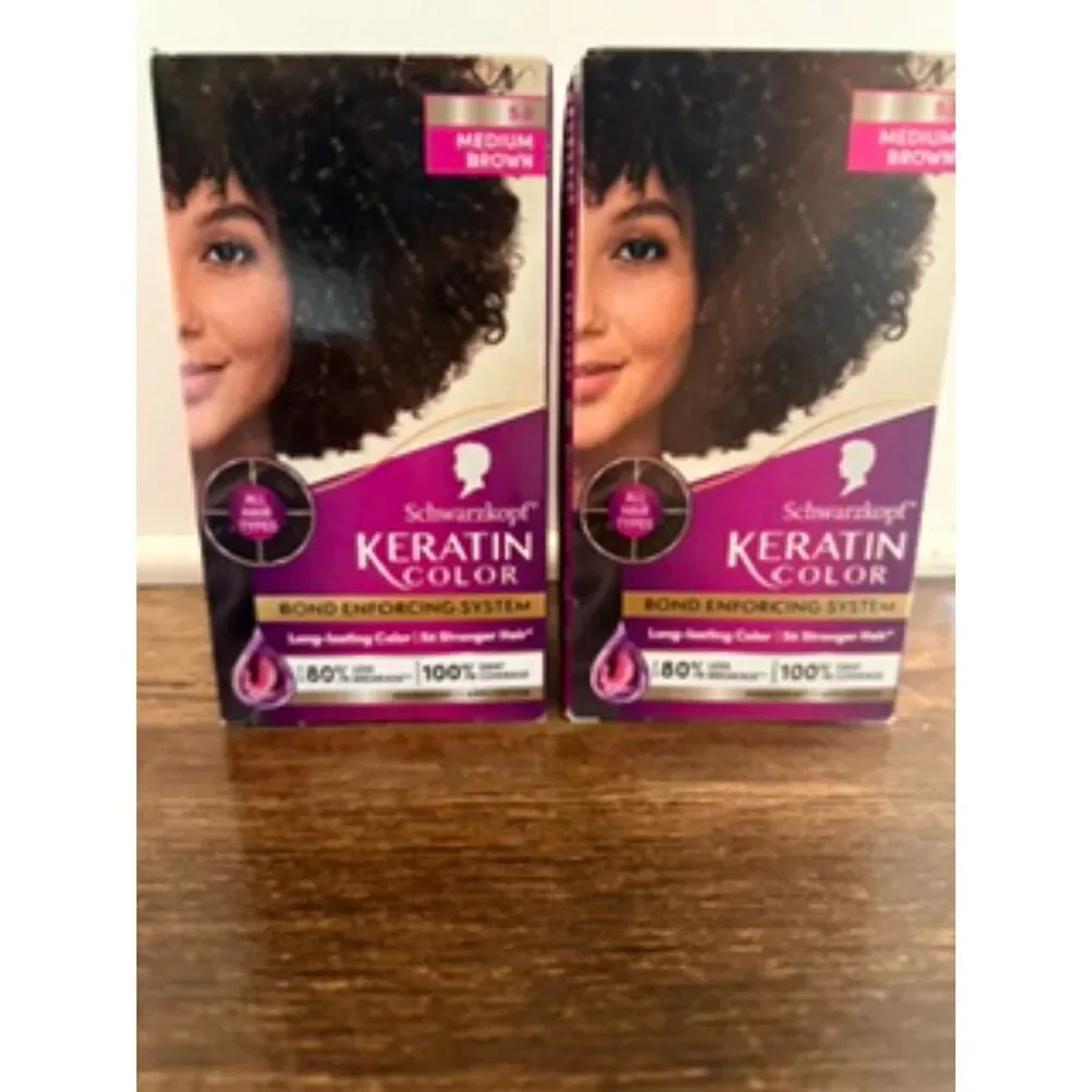 Schwarzkopf Keratin Color 5.0 Medium Brown Permanent Hair Dye LOT OF 2